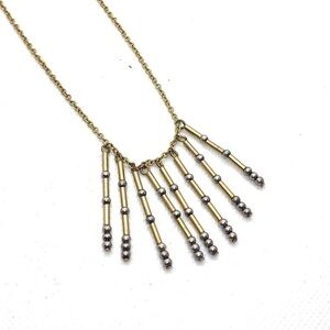 NWOT Madewell 1937 Silver and Gold Beaded Fringe Necklace